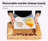 Durable Bamboo Cheese Charcuterie Board Set With Marble Meat Food Plate Gift Set With Slide-Out Drawer Knife