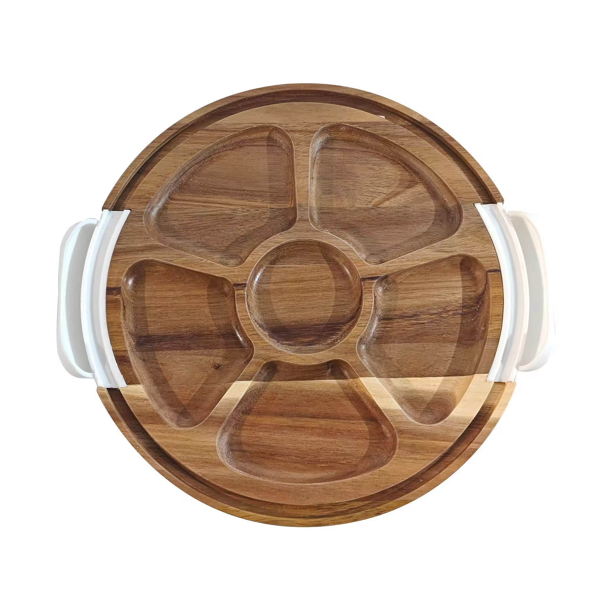 Large Acacia Wood Travel Charcuterie Boards with Lid Handle Wood Cutting Deli Boards with Built-in Compartment Cheese Serving