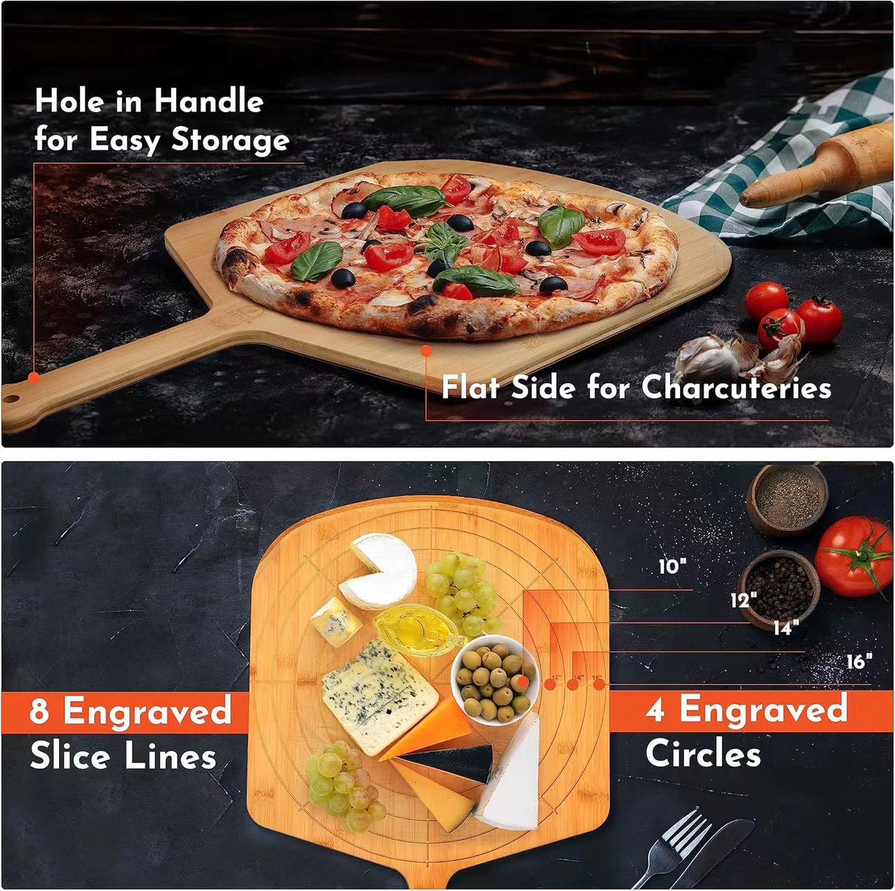 Wooden Pizza Peel 16 Inch Board