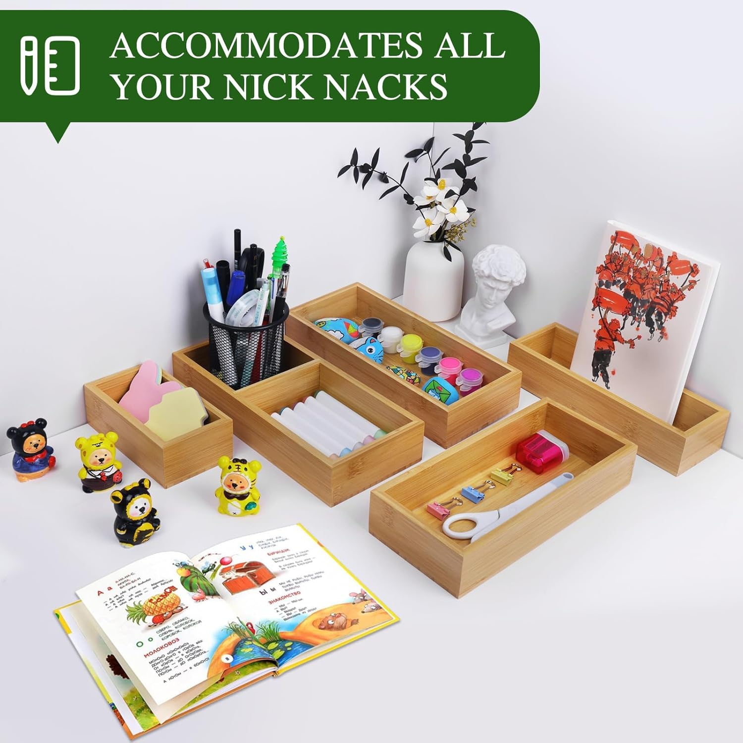Bamboo Drawer Organizer Set