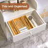  Adjustable 3 Individual Bamboo Drawer Organizer 