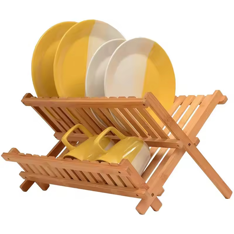 Bamboo Folding Kitchen Dish Drying Rack