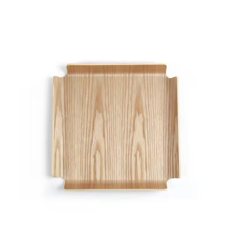 Large Square Shape Fruit Bread Willow Wooden Serving Tray