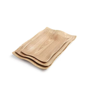  Rectangle Irregular Wavy Bread Big Cater Bent Wooden Tray