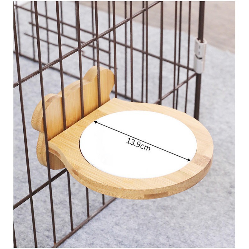 Wooden Pet Feeding Bowl with Ceramic Insert
