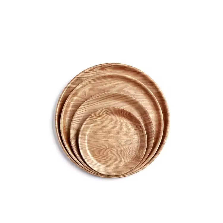 Willow Wooden Timber Wine Glass Round Beverage Serving Tray Dinnerware