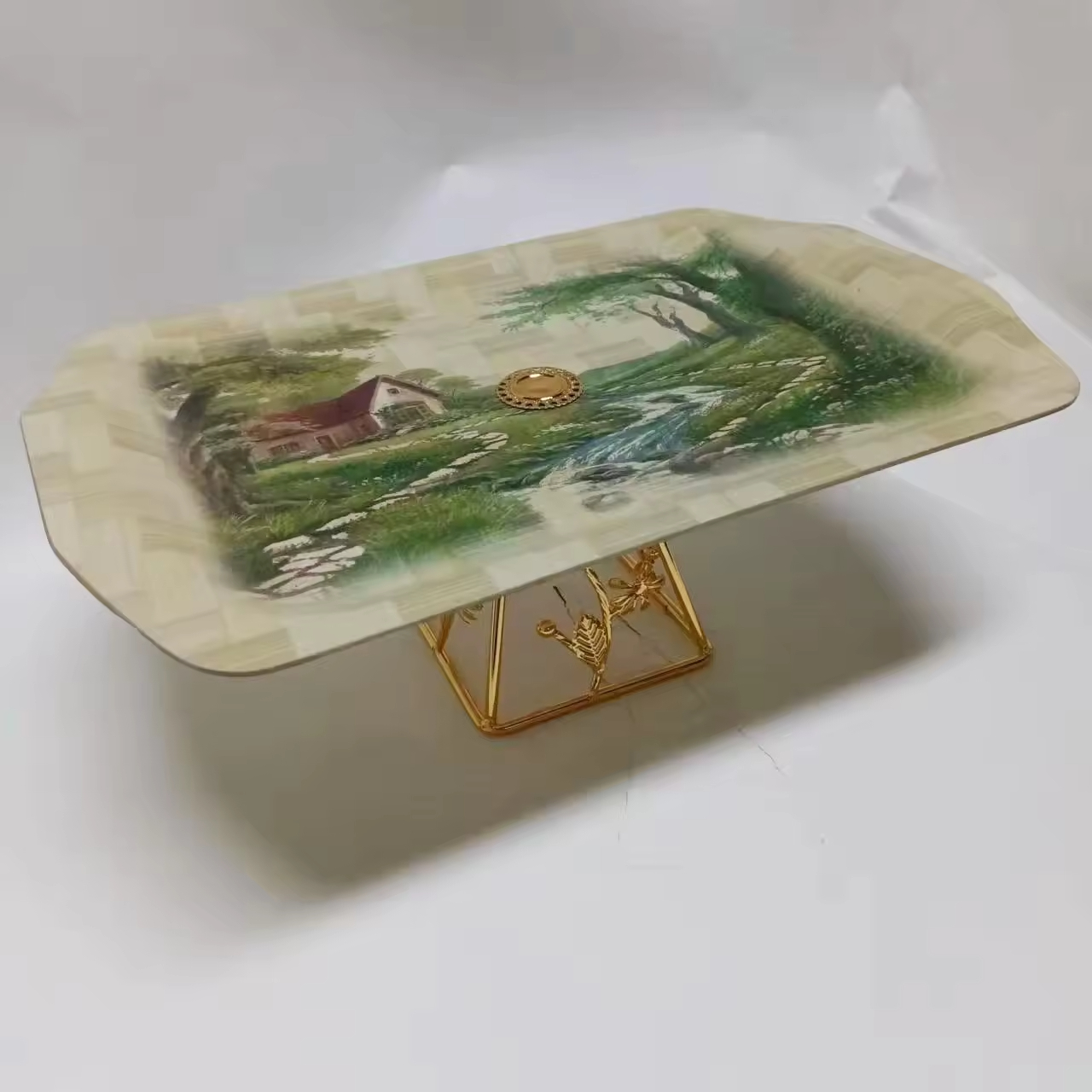 High-end Rectangular Serving Tray Tea Fruit Tray Simple Livingroom Decorative Tray