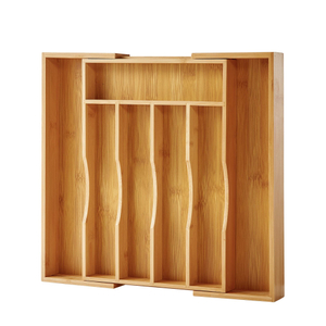 Expandable Bamboo Kitchen Drawer Organizer for Cutlery and Utensils