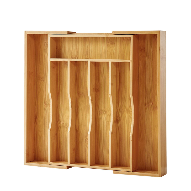 Expandable Bamboo Kitchen Drawer Organizer for Cutlery and Utensils
