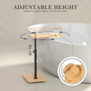  Bamboo Bathtub Tray Table Bath Side Caddy Tray Storage Rack Shelf Adjustable