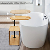 Adjustable Bamboo Bathtub Caddy with Wine Glass Holder