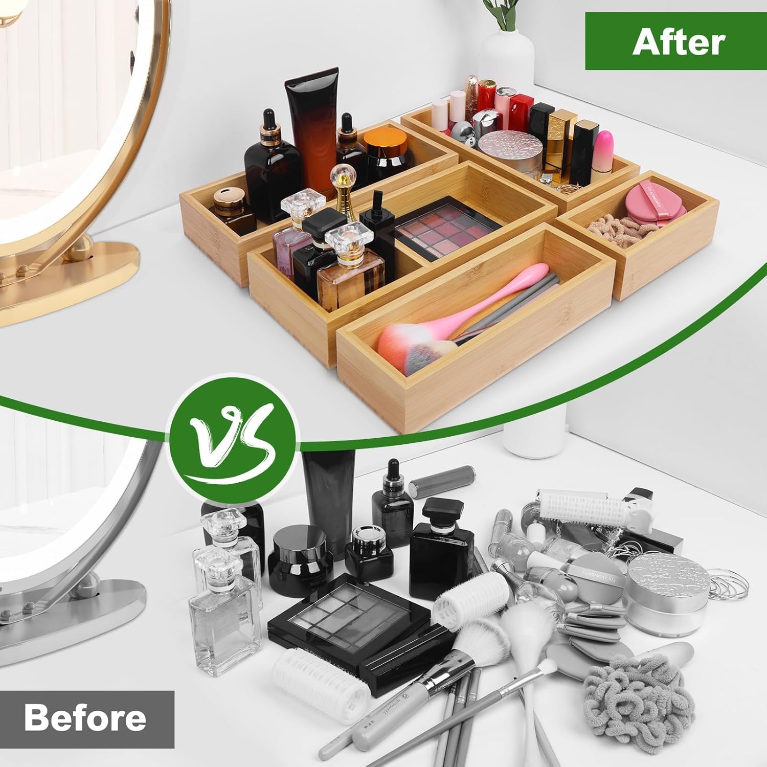 Bamboo Drawer Organizer Set