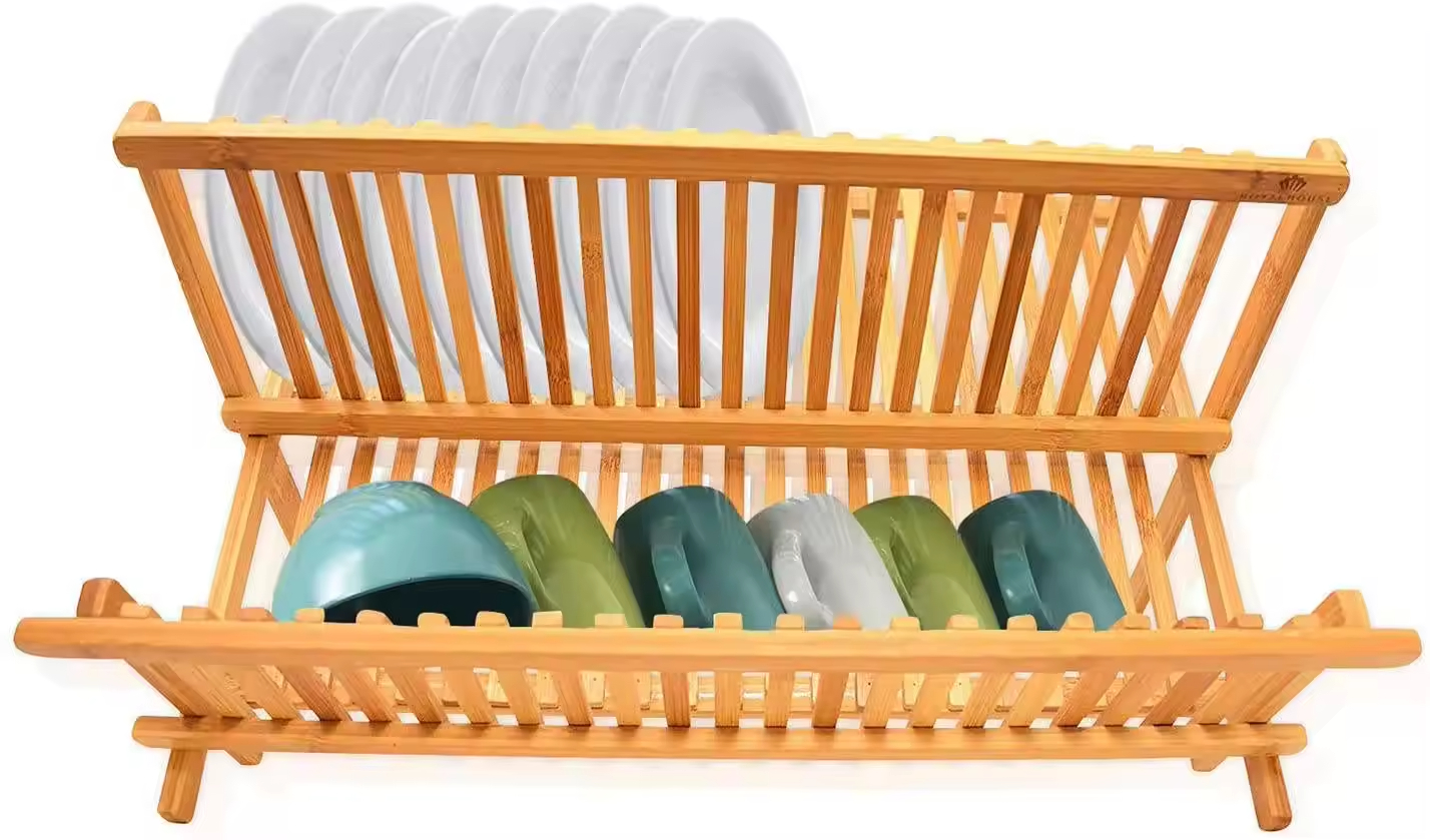 Bamboo Folding Kitchen Dish Drying Rack