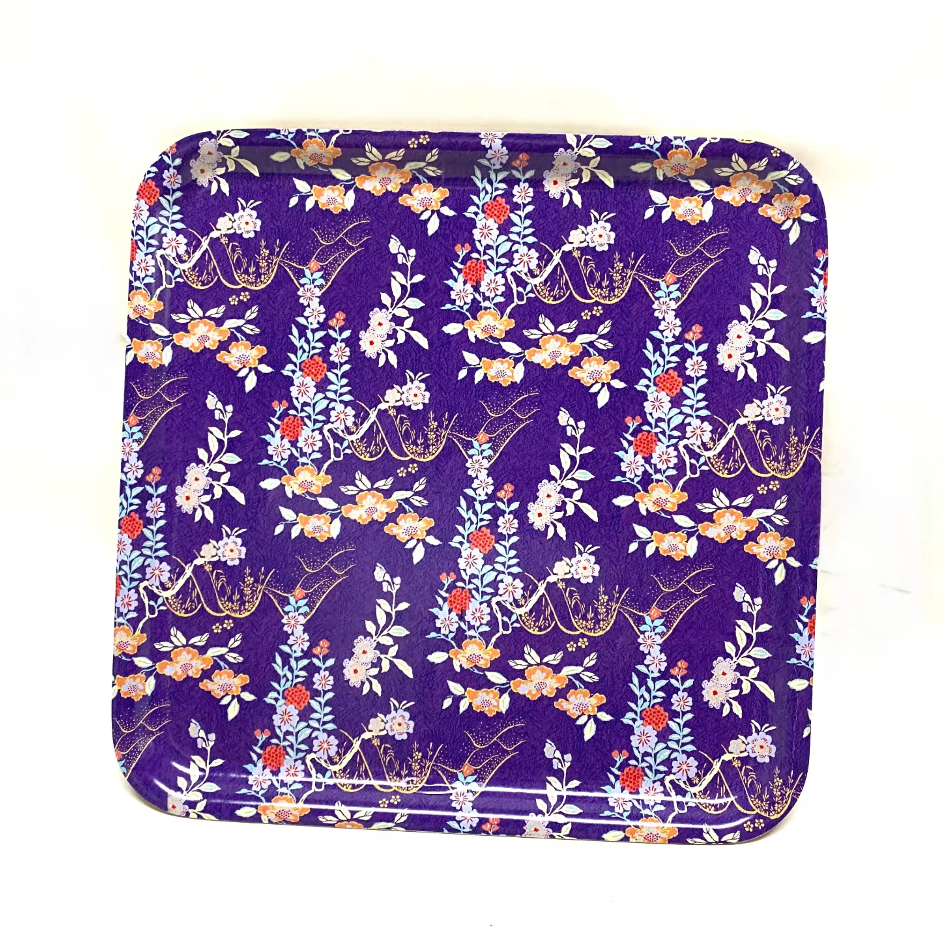 Nonslip Rectangular Floral Printing Fruit Serving Tray