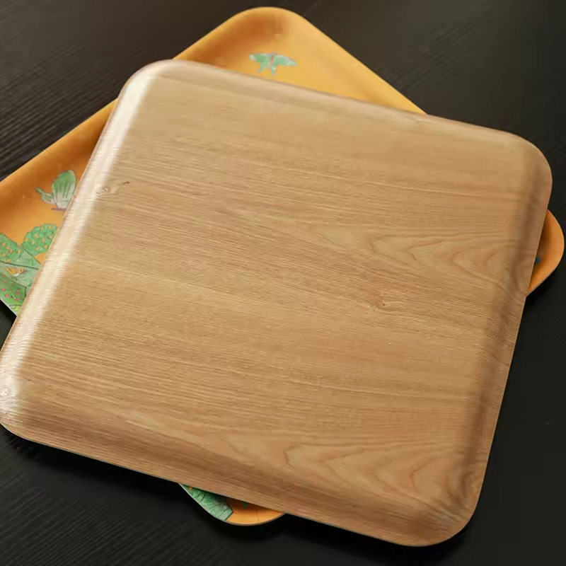 Floral Printing Bent Serving Tray for Dinner Plates Coffee