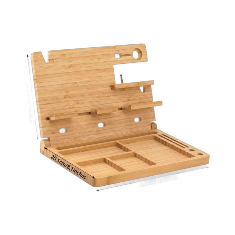 Multifunction Wooden Docking Station Key Holder Watch Organizer Cell Phone Holder