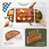 30 Inch Large Acacia Wood Charcuterie Board with 4 Knives Set, Magnetic - 3 Parts Wooden Round Tray for Cheese