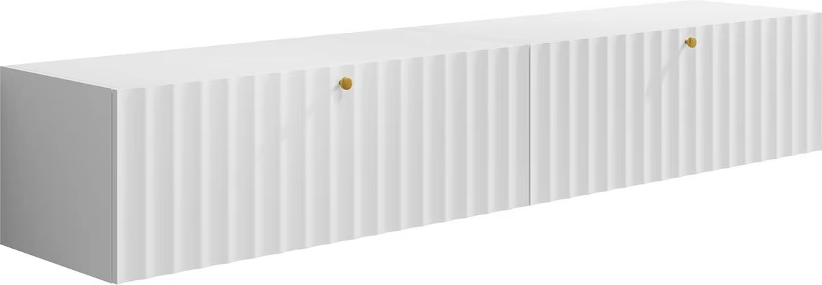 Modern Wall-Mounted TV Console with Fluted Design