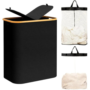 Double Laundry Hamper with Lid Removable Bags