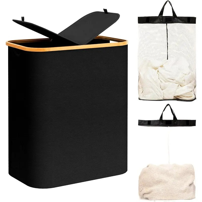 Double Laundry Hamper with Lid Removable Bags