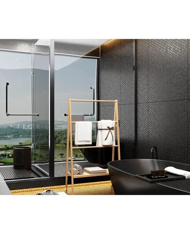 HOMEFISH Bamboo Ladder Towel Rack with Storage Shelf