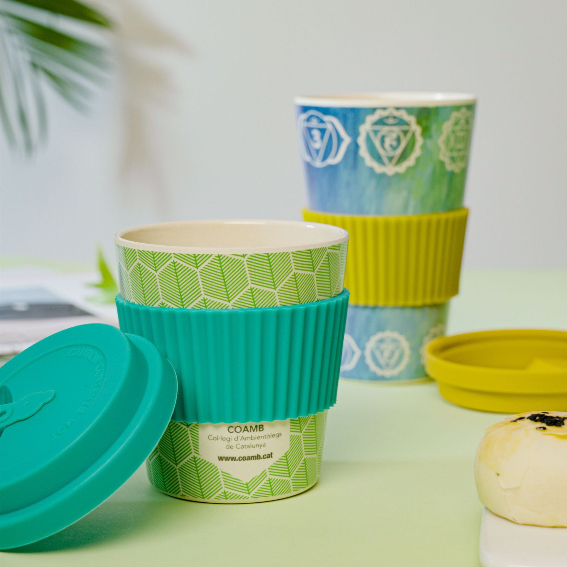 Reusable Coffee Cup Travel Mug Eco-Friendly Bamboo Fibre Silicon Natural