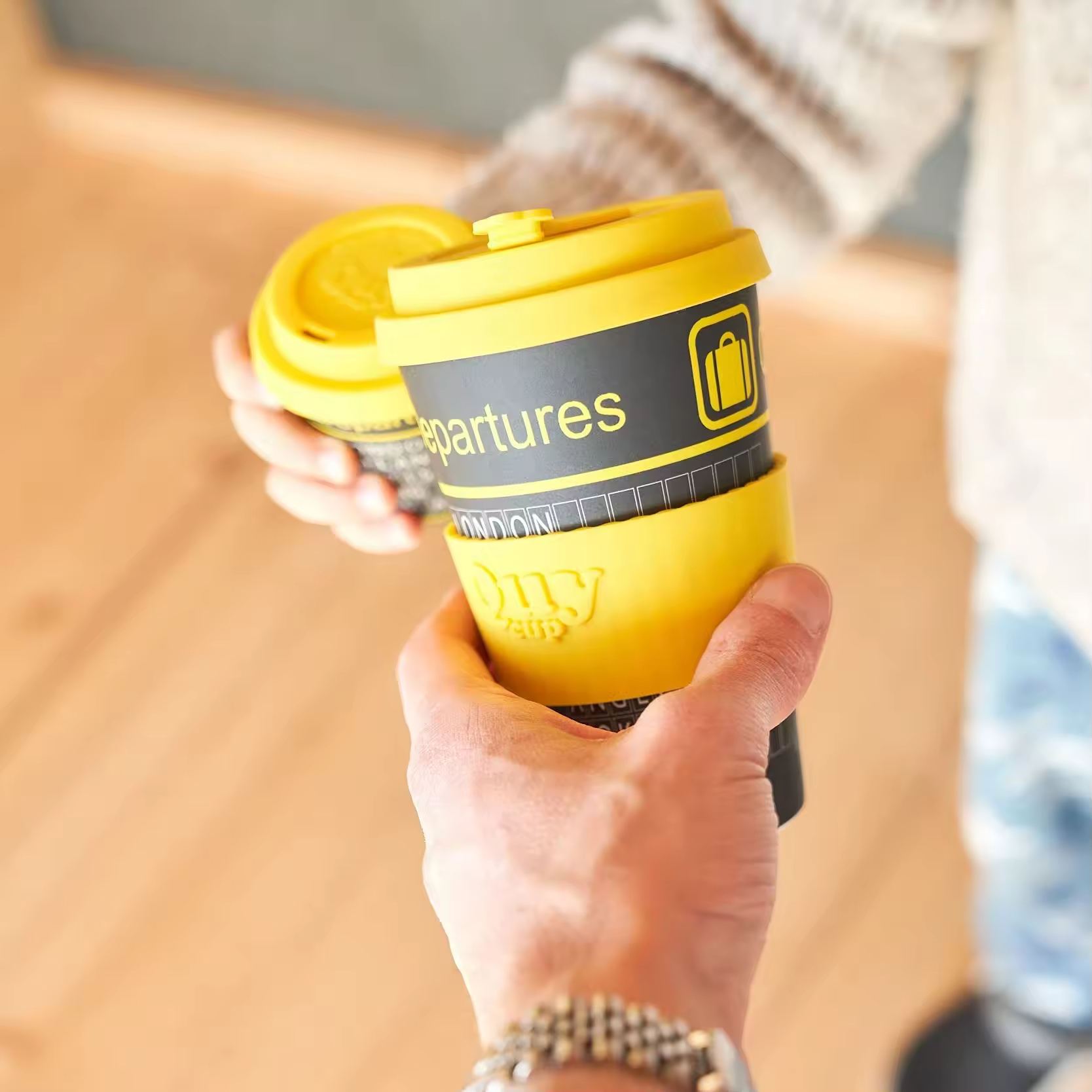 Bamboo Fiber Biodegradable Reusable Coffee Travel Mug Cup