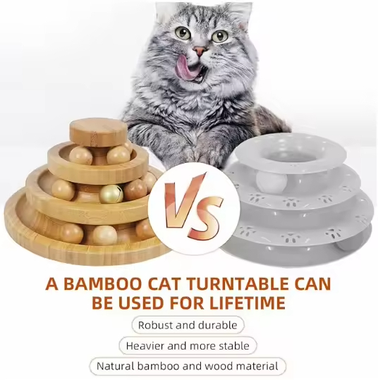 Wooden Cat Ball Track Toy New round Kitten Teaser