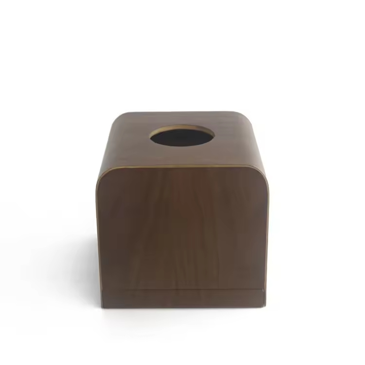Customized Small Plain Walnut Wooden Lacquer Vintage Square Luxury Napkin Tissue Box