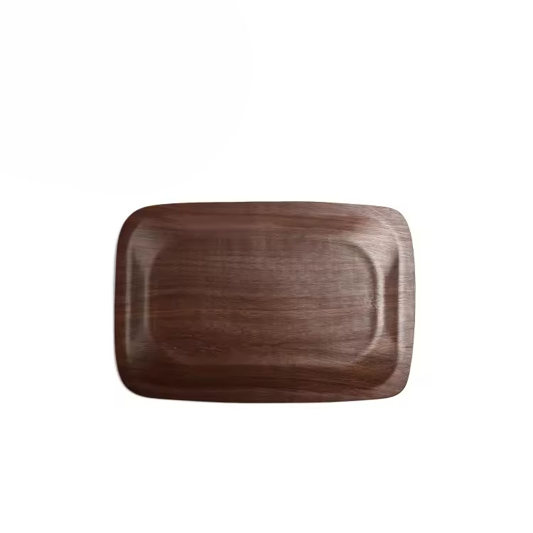Factory Outlet High Quality Stackable Tableware Rectangle Willow Wooden Serving Tray for Buffet Dinner Dinnerware