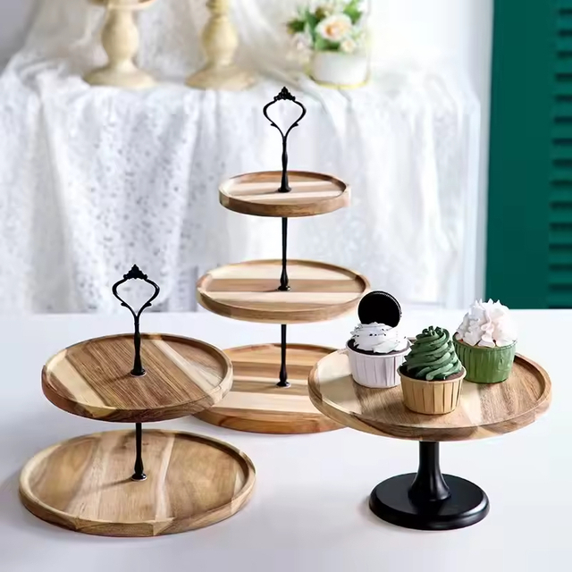 Customized Double Layers Wedding Cake Stand Deserts Serving Plate 