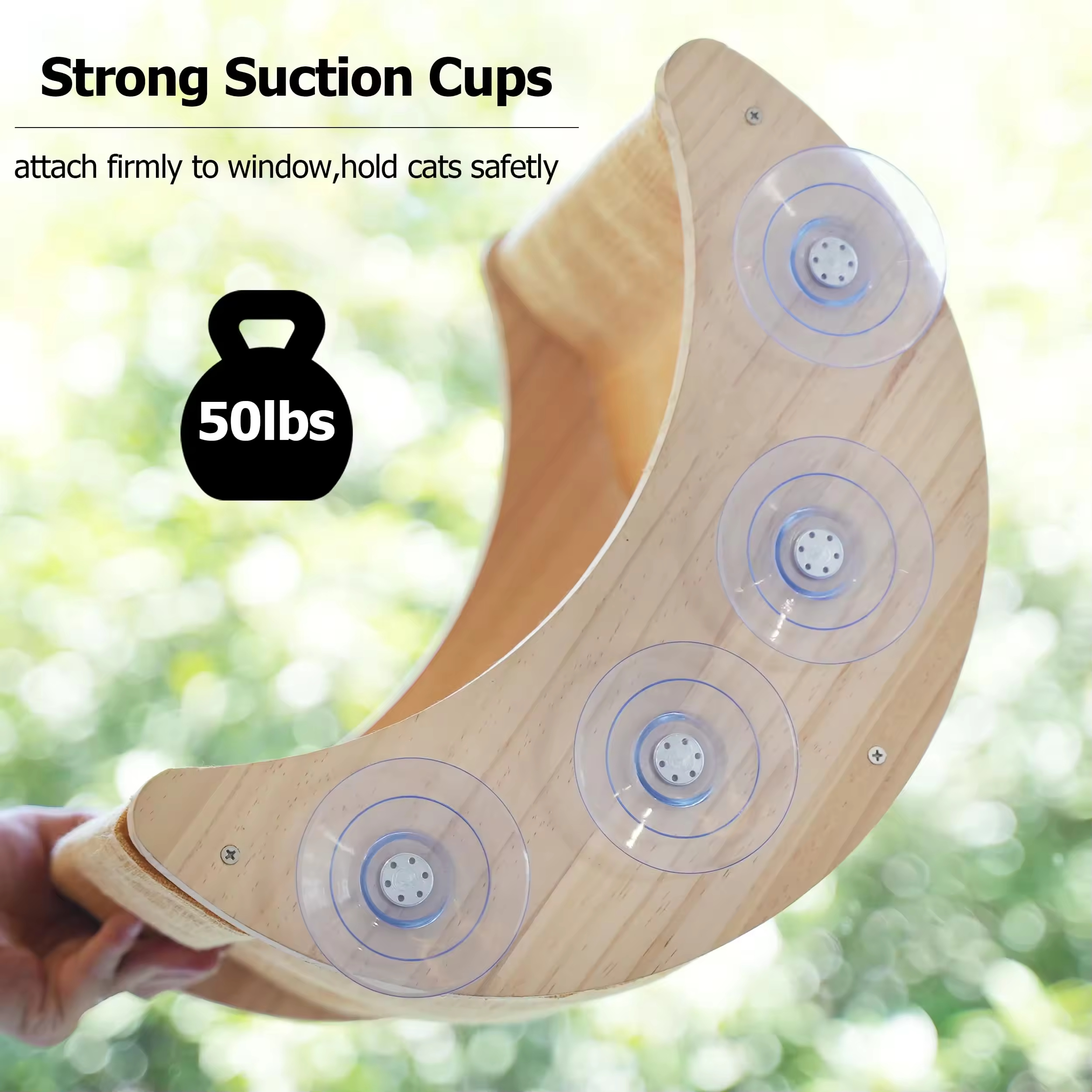 Powerful Suction Cup Cat Window Seat Indoor Cat Bed Perch with Striped Design