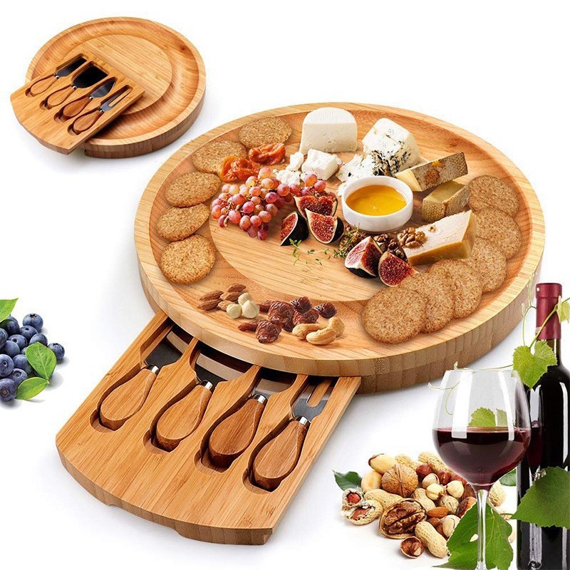 Bamboo Cheese Board and Knife Set Charcuterie