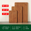 3-Piece Set Deep Carbonized Bamboo Wood Cutting Boards Durable Juice Grooves Large Handle Easy Use Pizza Meat Chopping Kitchen