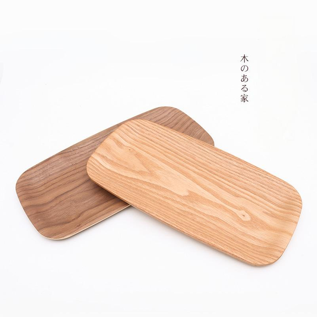 Multi-Functional Minimalist Japanese Style Walnut Wood Rectangular Serving Tray Plate Perfect for Sushi and Dessert