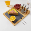 Wholesale Bamboo Cheeseboard and Knife Set Black Slate Serving Tray for Chopping Food Wood Cutting Board