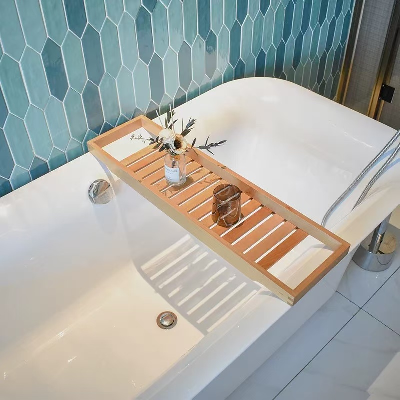 Wooden Bathtub Shelf
