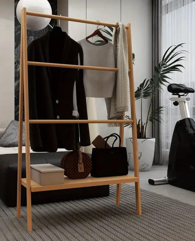 HOMEFISH Bamboo Ladder Towel Rack with Storage Shelf