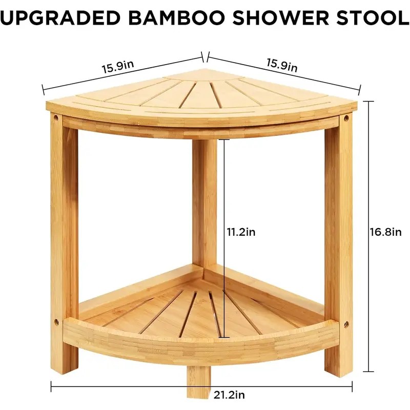 2-Tier Bamboo Corner Shower Stool 