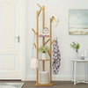 Bamboo Tree-Shaped Coat Rack with Storage Shelves