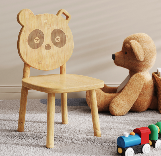 Cute Panda Bamboo Kids Chair