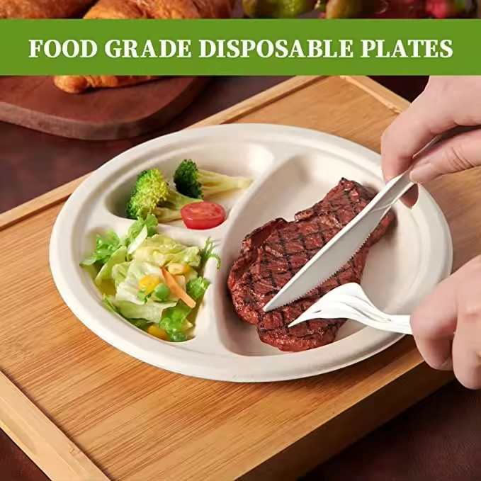 10 Inch 3-Compartment Round Plate