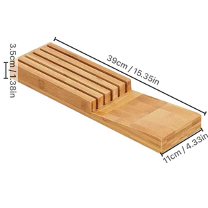 Bamboo Knife in Drawer Block,Storage for 5 Knives, Kitchen, Tabletop Organizer