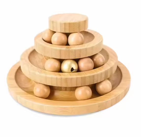 Wooden Cat Ball Track Toy New round Kitten Teaser