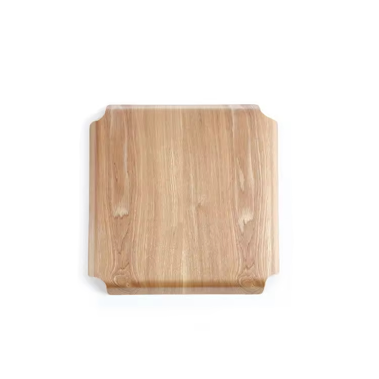 Large Square Shape Fruit Bread Willow Wooden Serving Tray