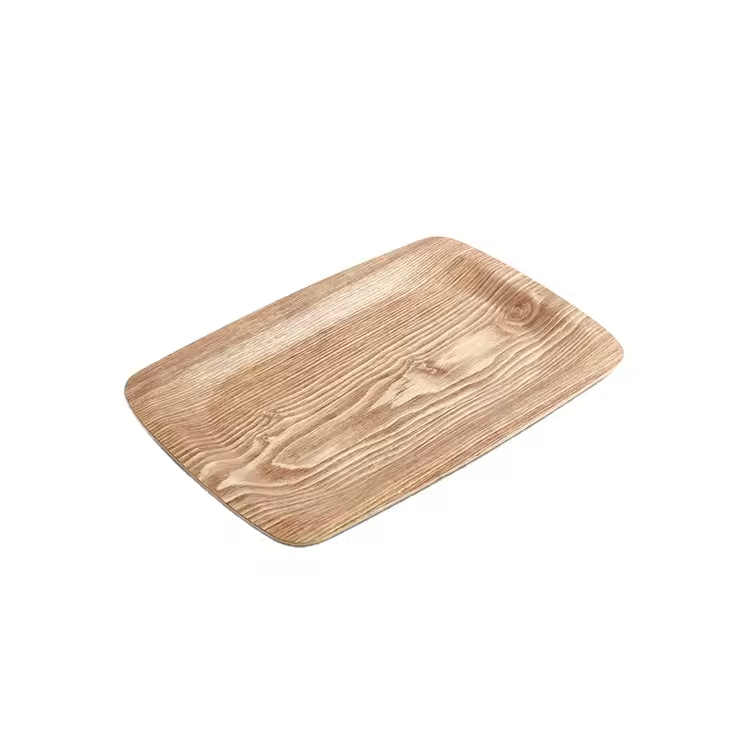Factory Outlet High Quality Stackable Tableware Rectangle Willow Wooden Serving Tray for Buffet Dinner Dinnerware