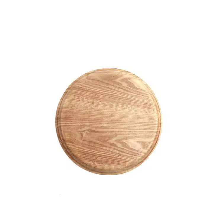 Willow Wooden Timber Wine Glass Round Beverage Serving Tray Dinnerware