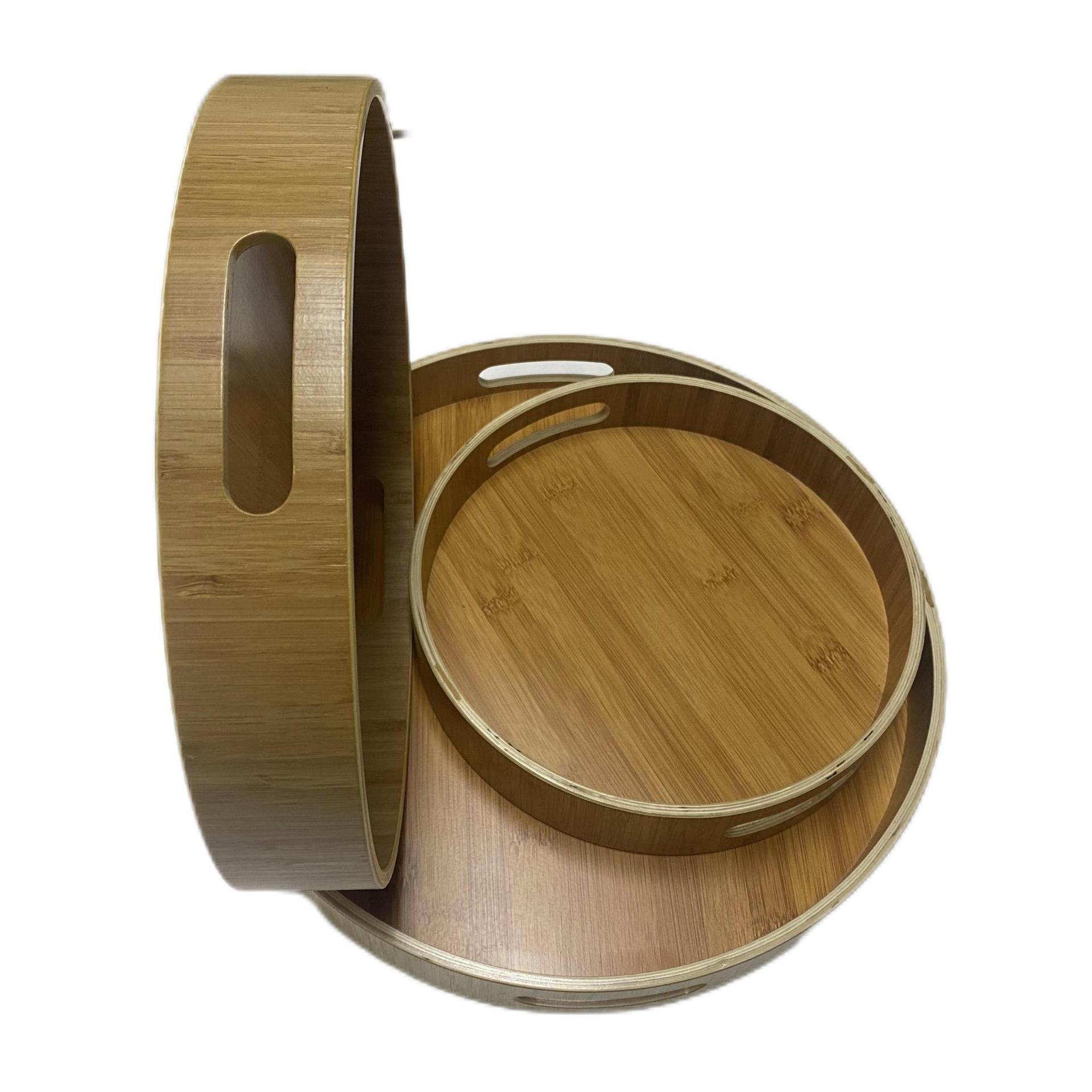 Customized Wholesale Multifunction Natural Wooden Large Rounds Serving Tray
