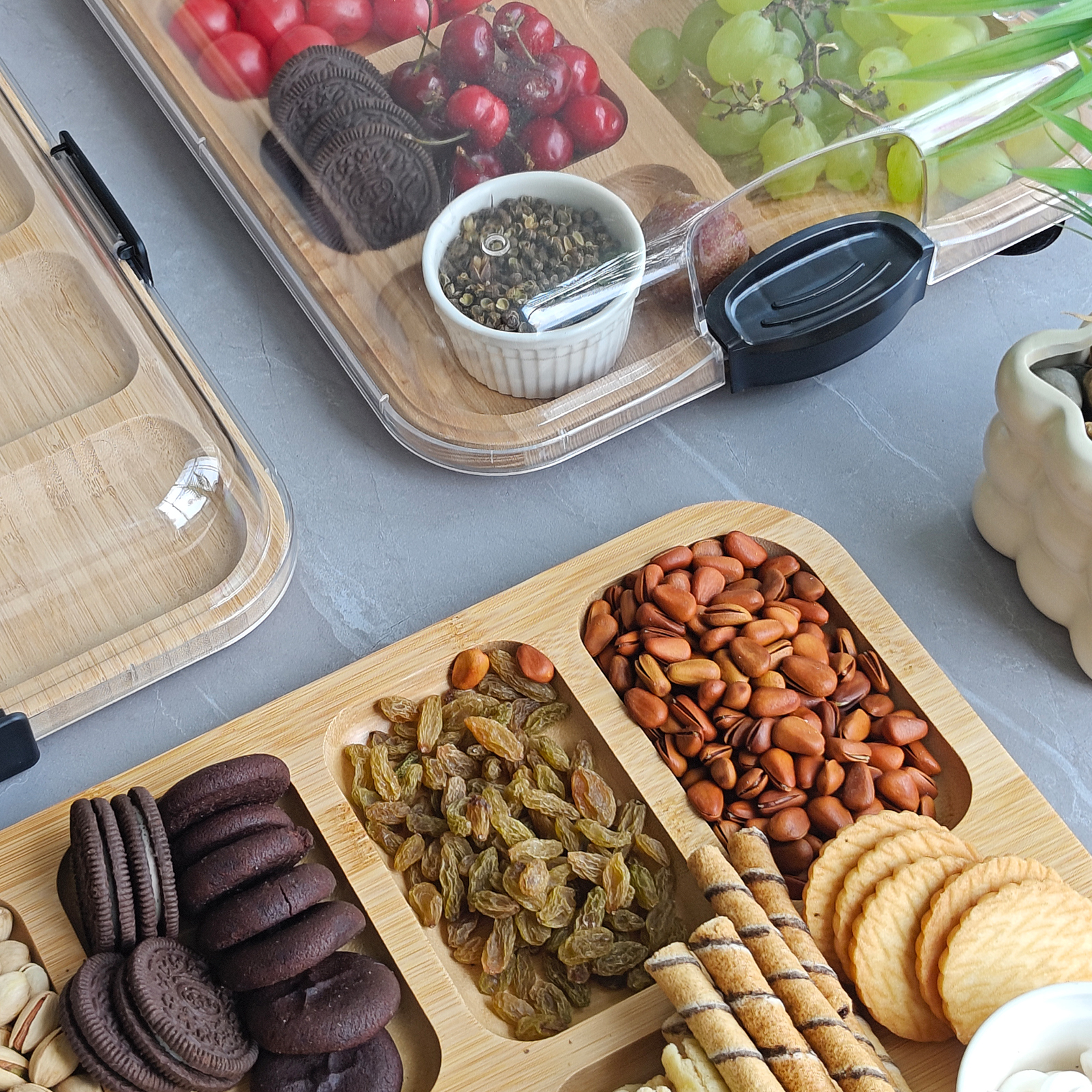 Charcuterie Boards with Lid Portable Cutting Boards for Kitchen Bamboo Cheese Board for Snack