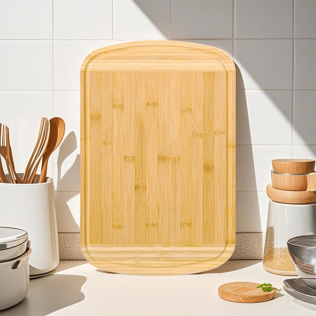 Multi-functional Bulk Size Kitchen Wood Grain Carving Custom Bamboo Cutting Board
